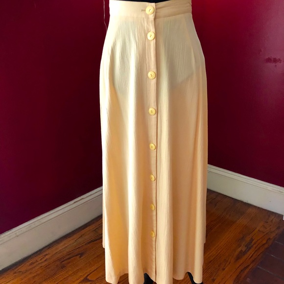 Long Yellow Button Down Skirt - Picture 2 of 4